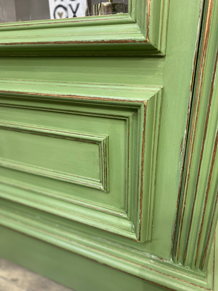 Antique Green Cabinet Hutch