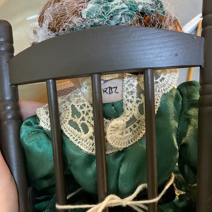 Vintage Paradise Galleries Victorian Porcelain Musical Doll On Rocking Chair