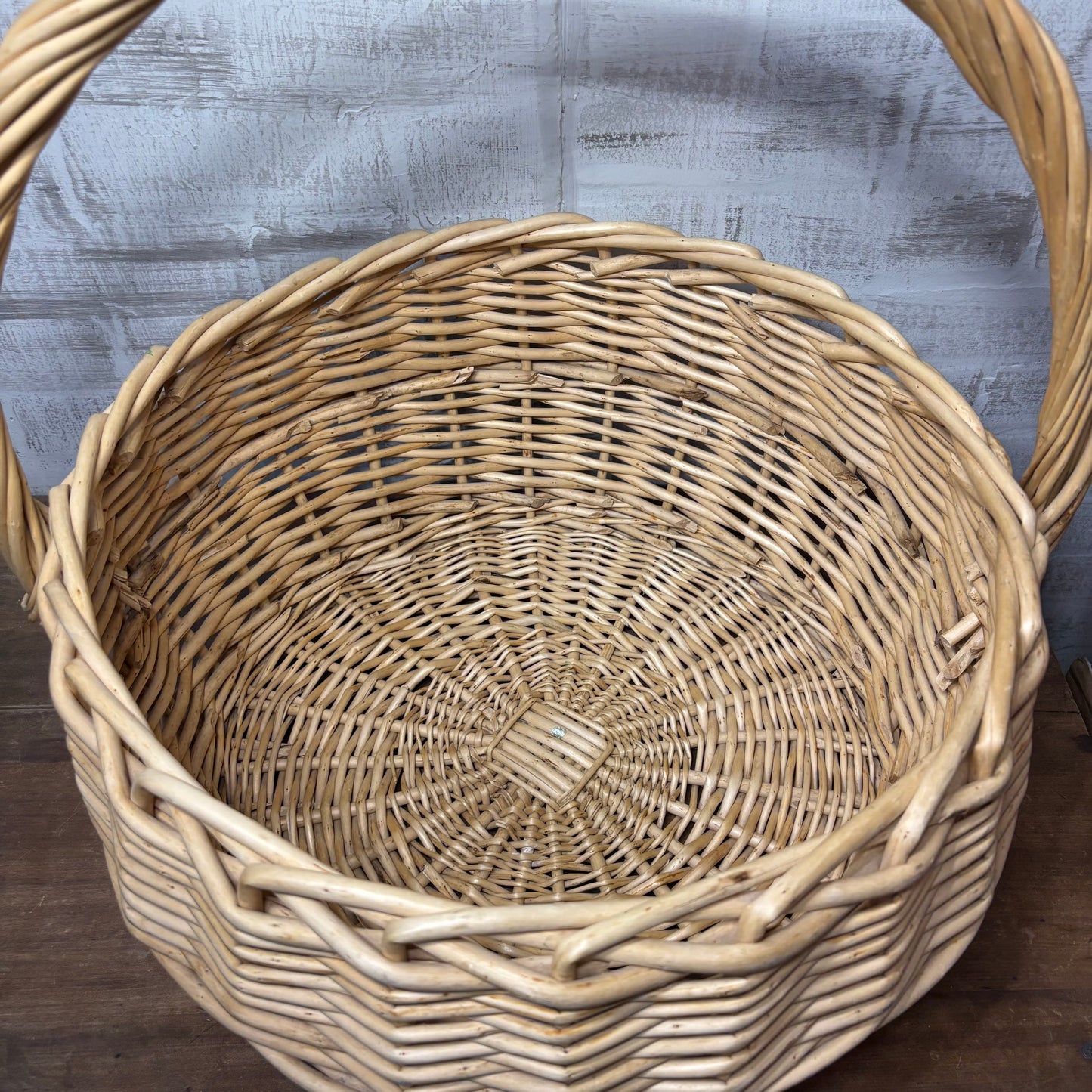 Large Vintage Wicker Single Handle Basket