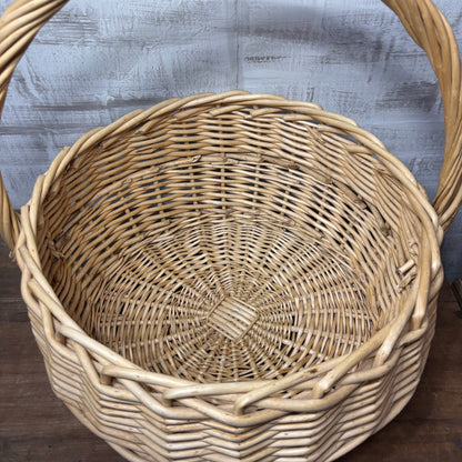 Large Vintage Wicker Single Handle Basket