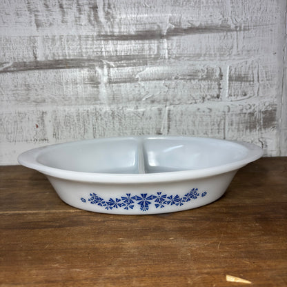 Vintage Glasbake Milk Glass Divided Casserole Dish