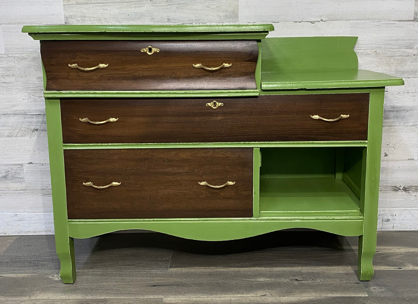 Green & Brown Antique Dresser