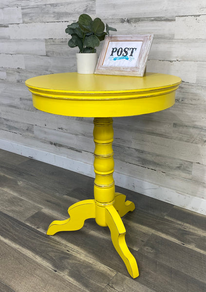 Bright Yellow Round Side Table