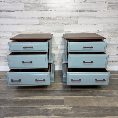 Set Of 2 Matching Blue/Gray Nightstands