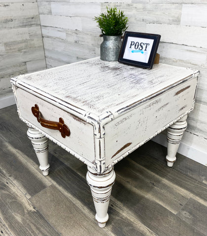 Rustic White End Table