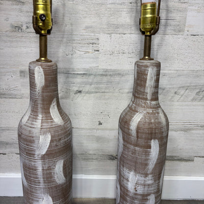 Vintage Design Technics Influenced Bottle Style Textured Lamp Set