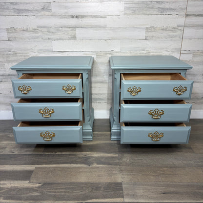 Set Of 2 Blue Gray Nightstands