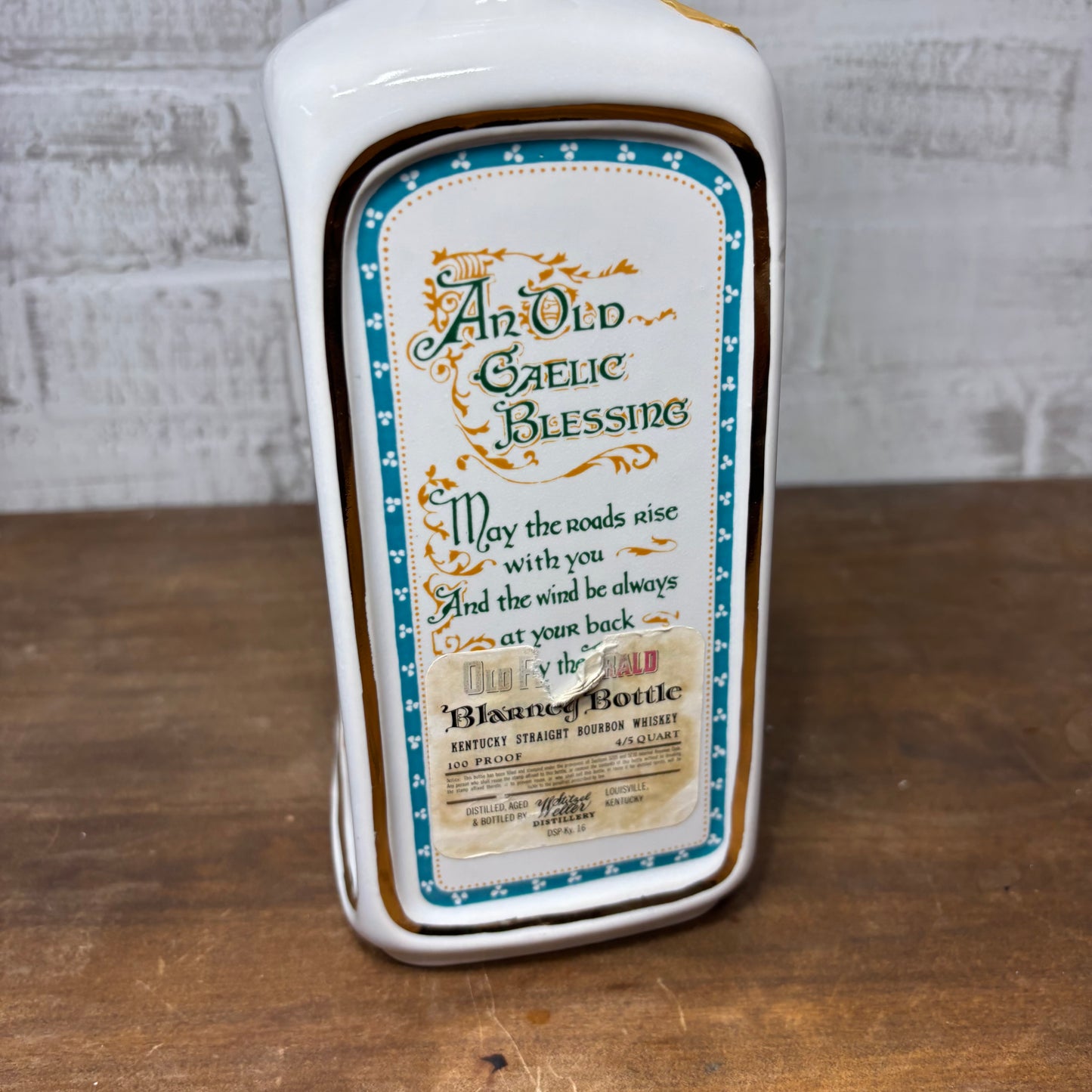 Vintage 1970 Old Fitzgerald Blarney Irish Decanter Bottle