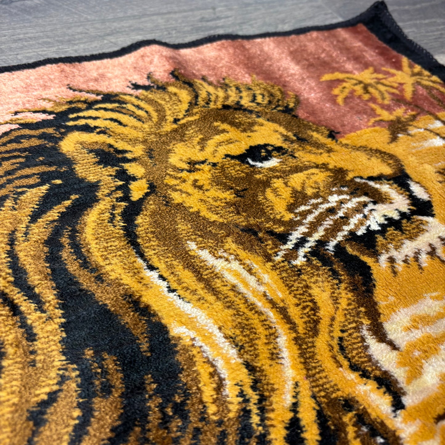 Vintage Italian Velvet Lion Tapestry