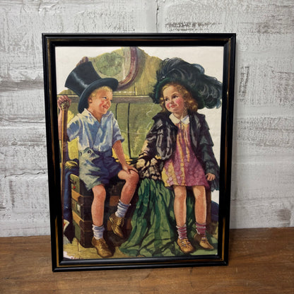 Vintage Framed Childhood Whimsy Print Wall Art Print