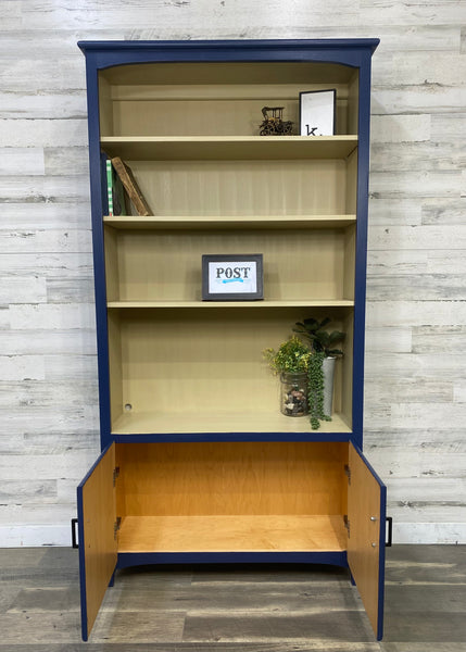 Navy Blue Bookshelf Cabinet