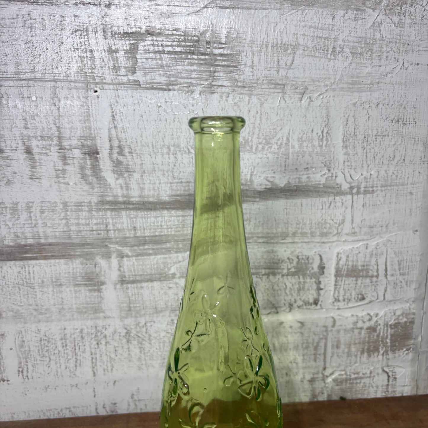 Green Floral Glass Vase