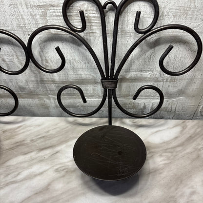 Black Wrought Iron Wall Sconce Candle Holder Set