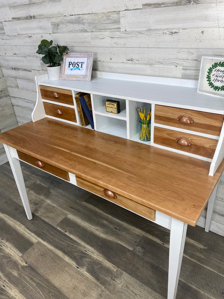 White & Natural Wood Desk