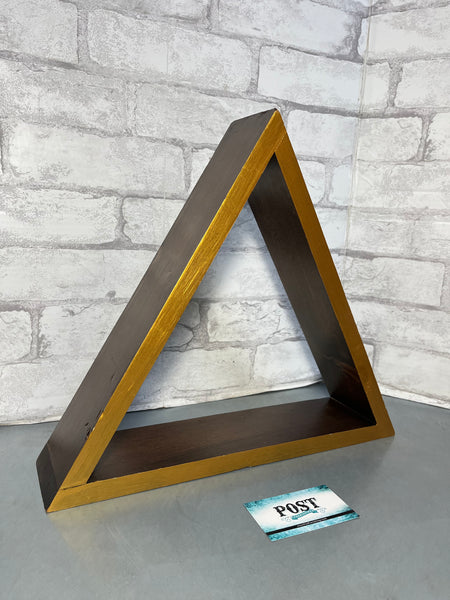 Wood Triangle Wall Shelf w/ Gold Trim