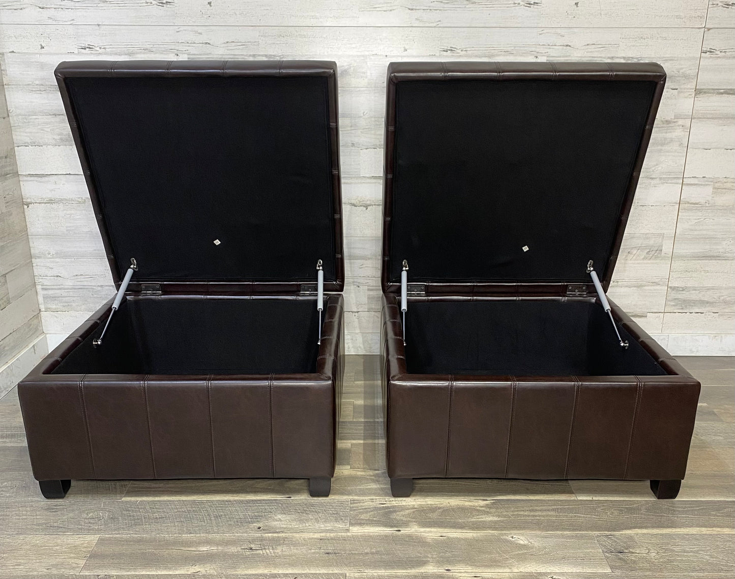 Set Of 2 Brown Storage Ottomans