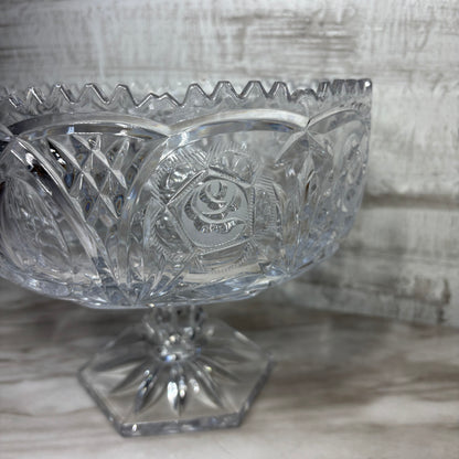 Vintage Crystal Glass Pedestal Compote Bowl