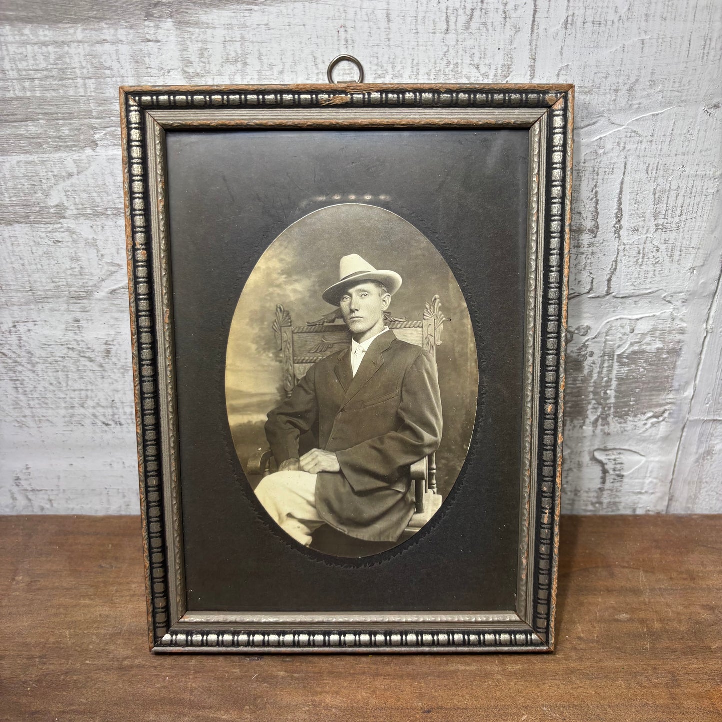 Antique Portrait In Wooden Frame