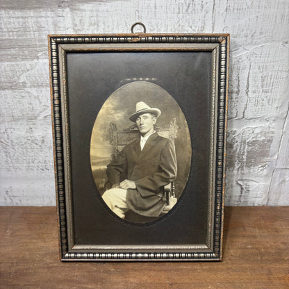 Antique Portrait In Wooden Frame