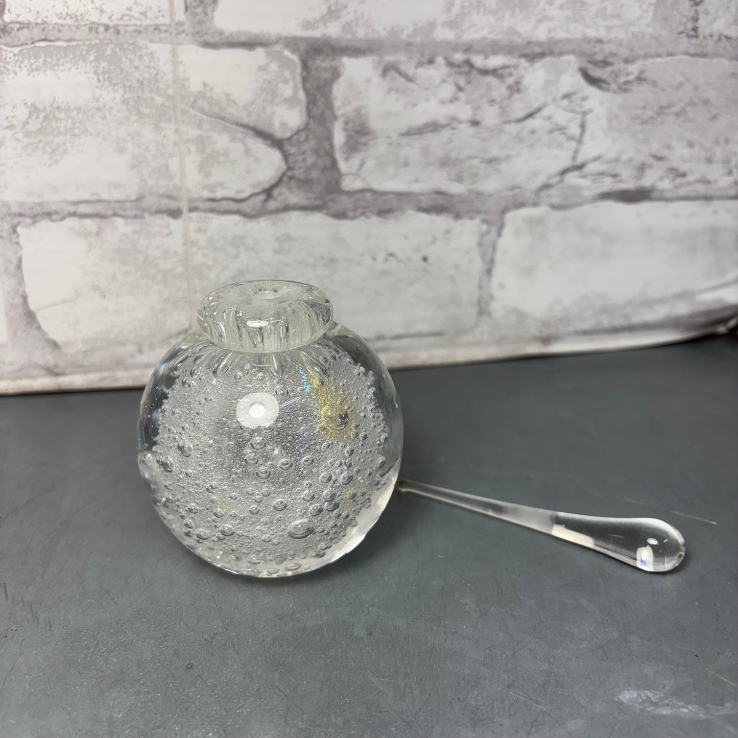 Karg Art Clear Iridescent Glass Perfume Bottle W/ Dauber