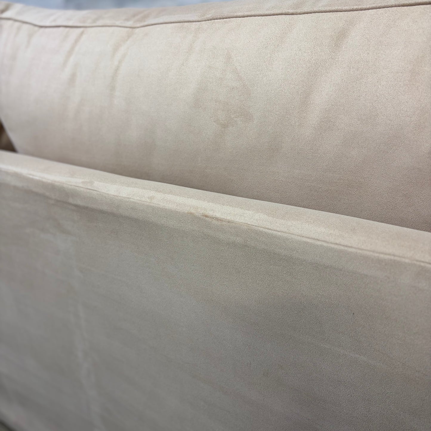 Beige Microsuede Sofa Couch