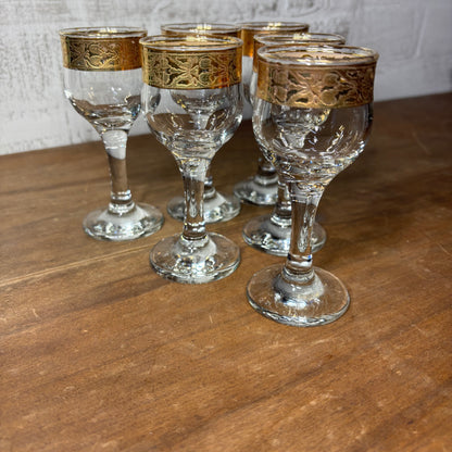 Cristalleria Fratelli Fumo Gold Rim Small Wine Glasses Set Of 6