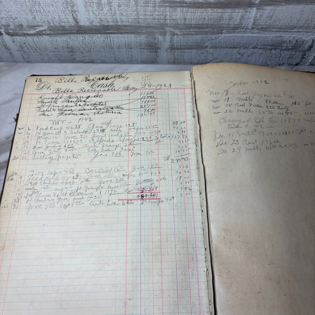 Antique Red Antique Rare Cashbook Ledger Records Sales