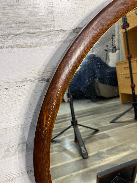 Antique Quarter Swan Oak Mirror