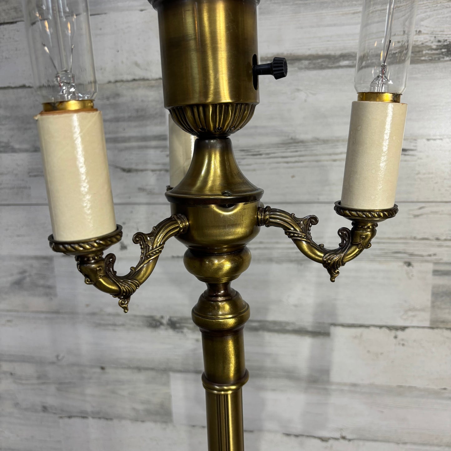 Vintage Four Light Torchiere Milk Glass Floor Lamp