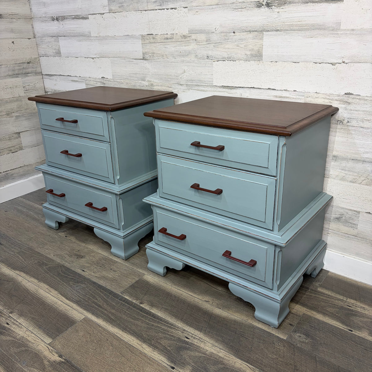 Set Of 2 Matching Blue/Gray Nightstands