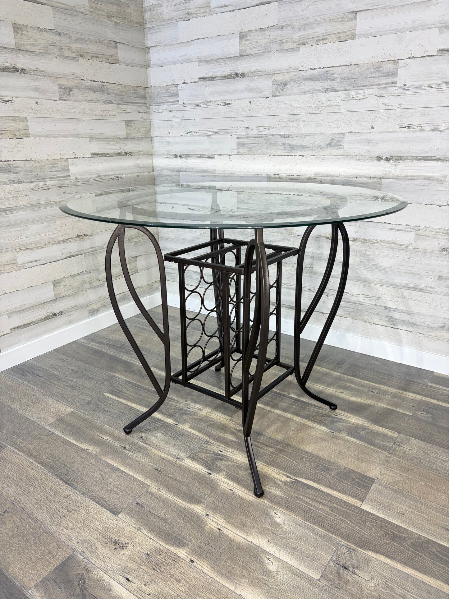 Pub Height Glass Table & 3 Chairs