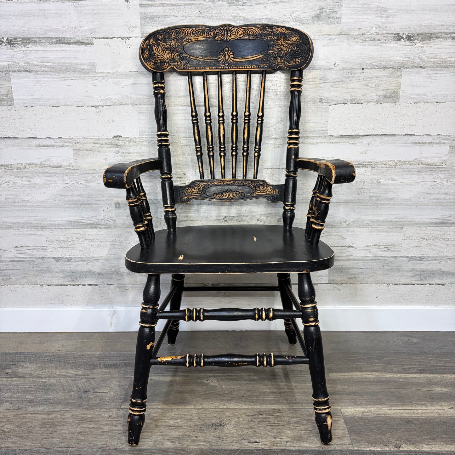 Antique Black Dining Set Table & 4 Chairs
