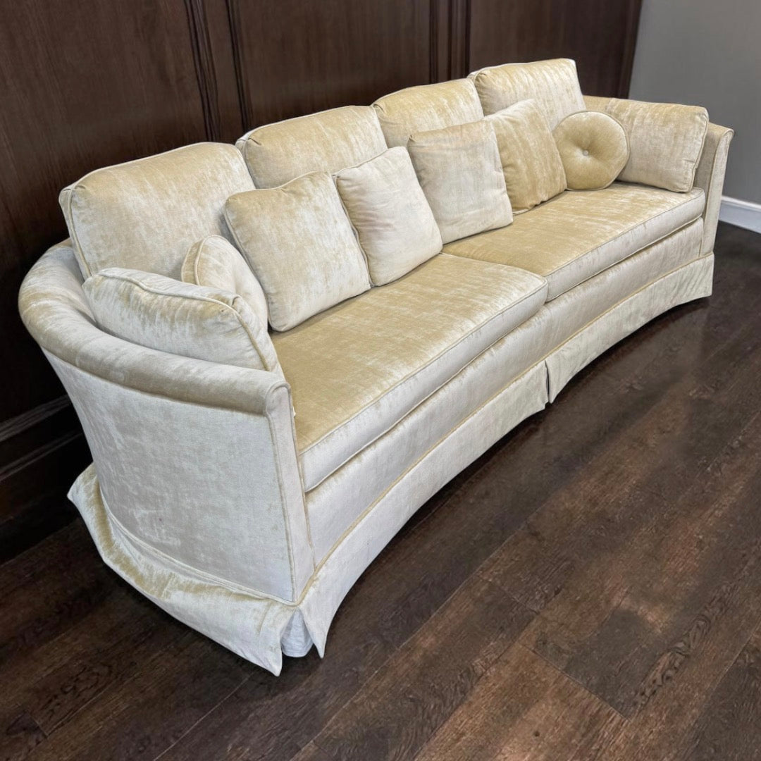 Vintage Mid Century Long Yellow Sofa Couch
