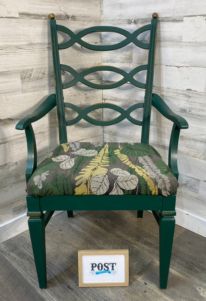 Green Antique Refinished Accent Chair