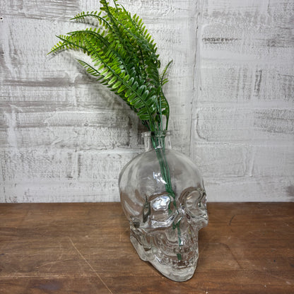 Clear Glass Skull Vase/ Decor