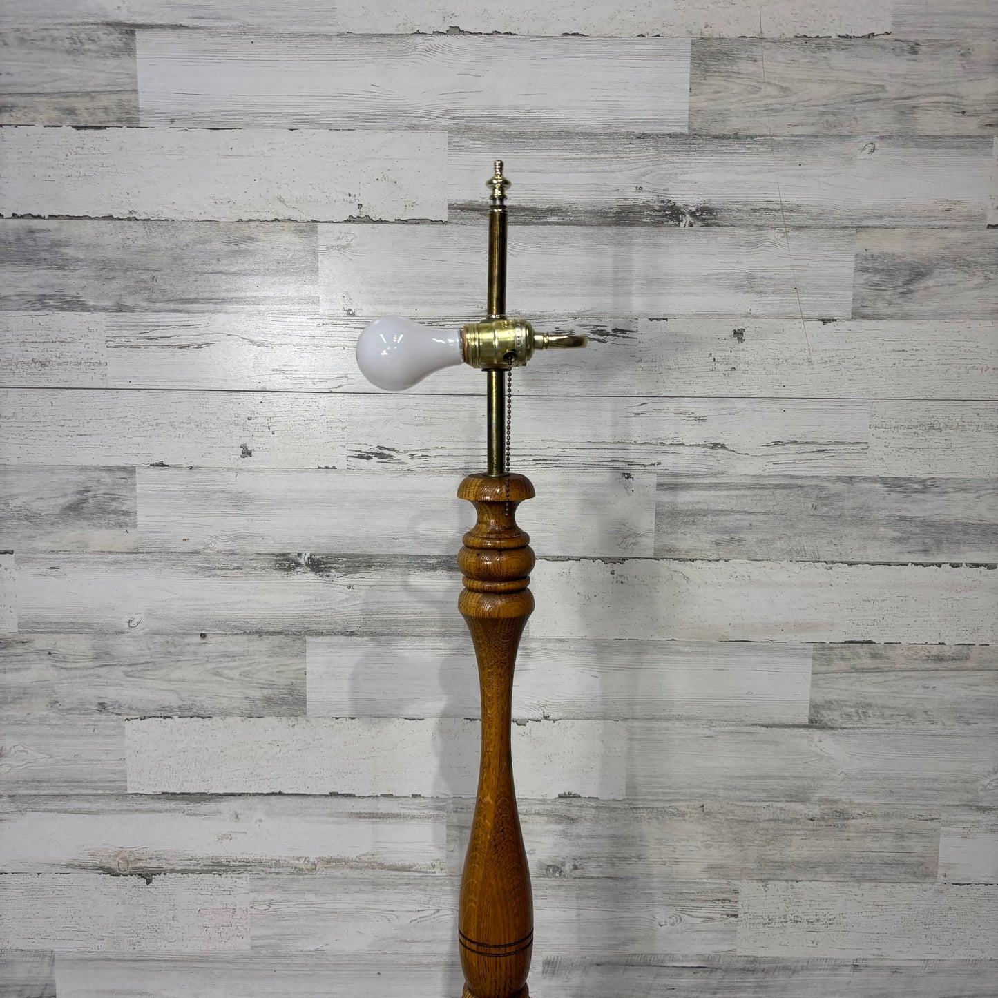 Mid century carved oak floor lamp