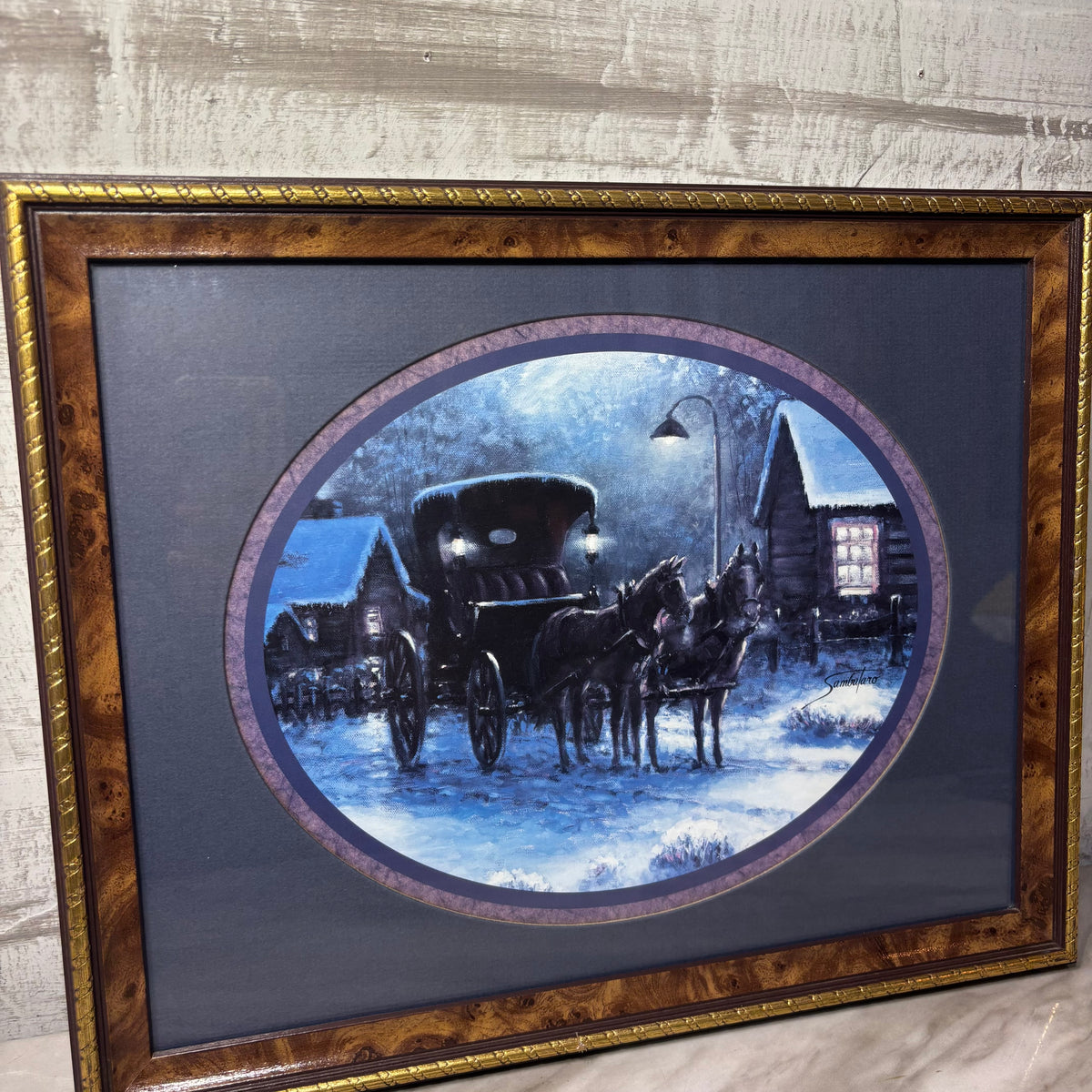 Vintage Horse And Carriage Matted Print By Joe Sambataro