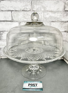 Large Crystal Cake Stand W/ Glass Cover Set