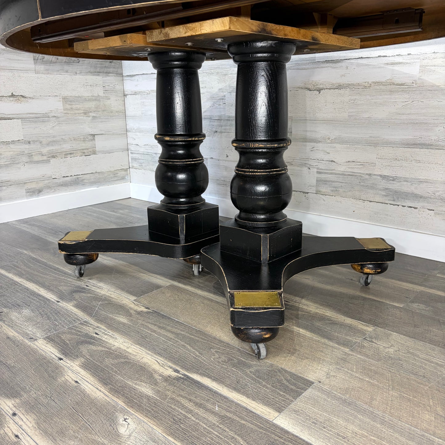 Antique Black Dining Set Table & 4 Chairs