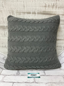 Gray Cable Knit Pillow