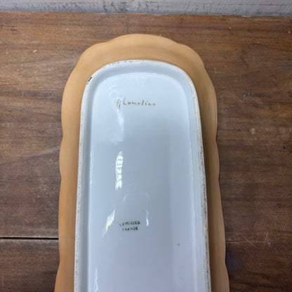 Antique Limoges France Hand-Painted Porcelain Celery Dish