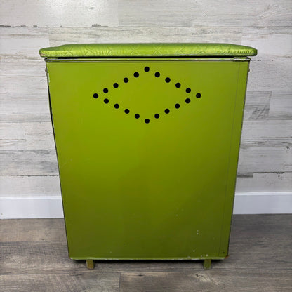Vintage Green Vinyl Quilted Hamper