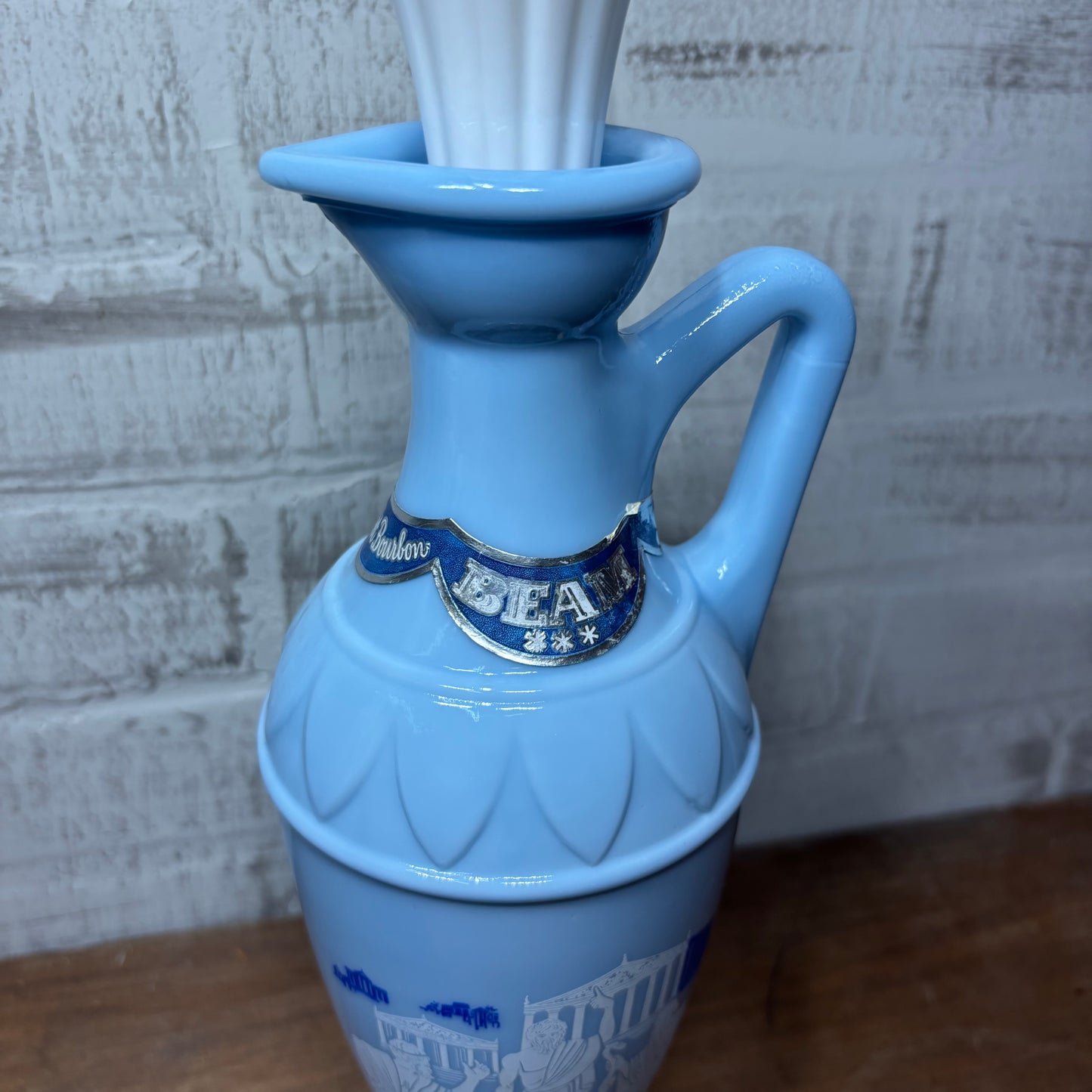 Vintage Blue Jim Beam Greek Philosopher Decanter Bottle