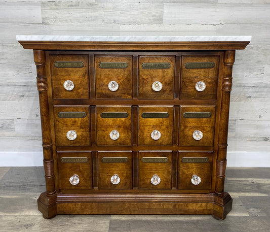 Antique Pulaski Apothecary Dresser Chest Marble Top