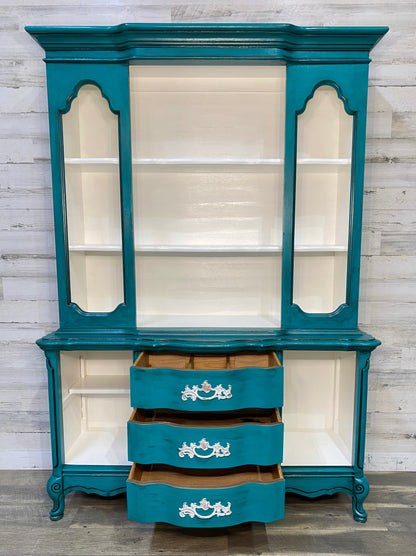 Turquoise Bassett French Provincial Hutch
