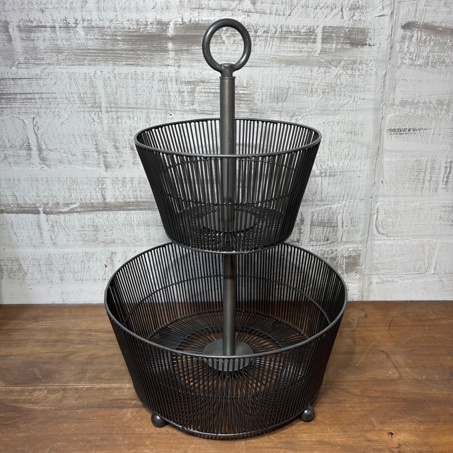 Crate & Barrel Two Tier Metal Fruit Basket