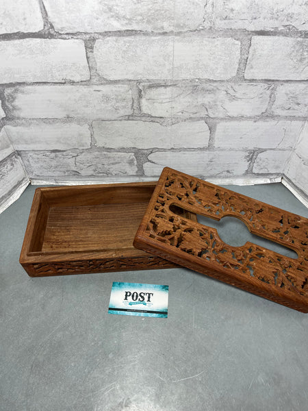 Indian Hand Carved Wooden Tissue Box