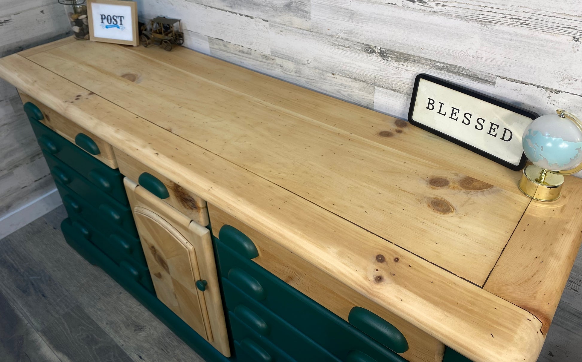two tone dresser green DIY Rustic Emerald Green Dresser
