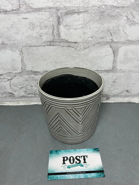 Gray Geometric Pot