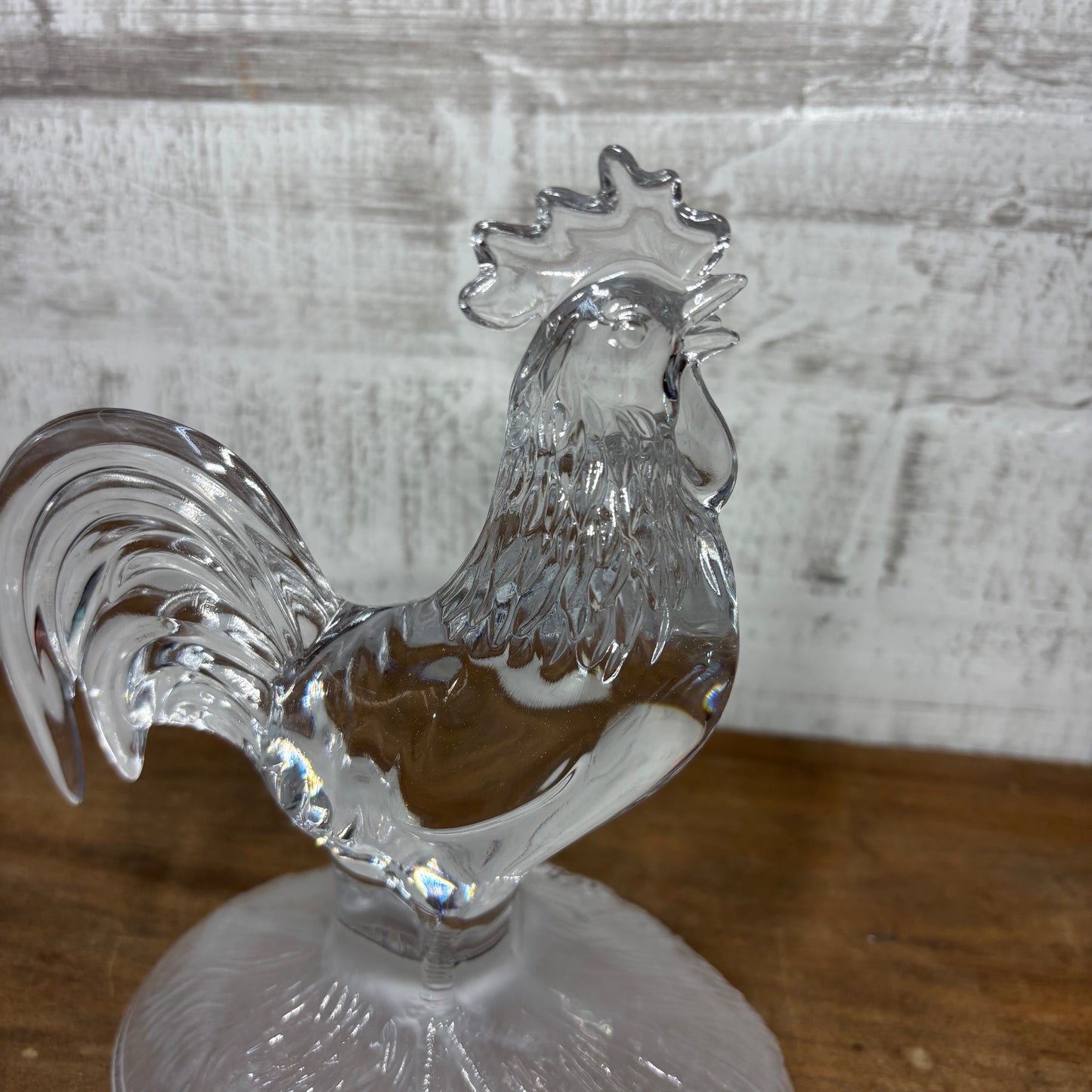Vintage Cristal D'Arques Rooster Crystal Glass Figurine